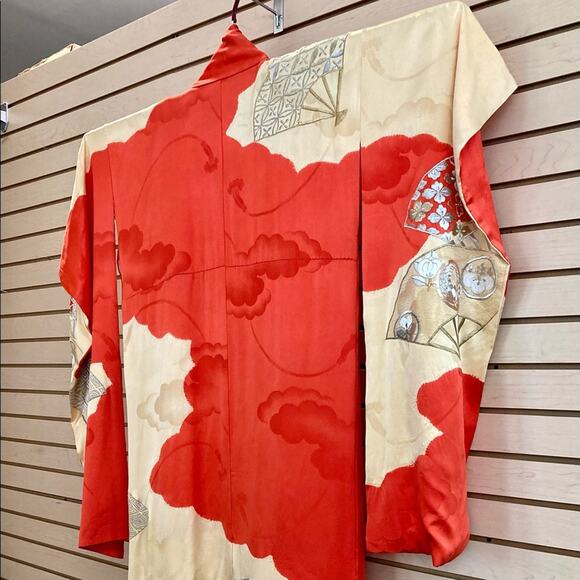 Ghibli lady eboshi Red/Gold Silk Kimono cosplay - Picture 2 of 16